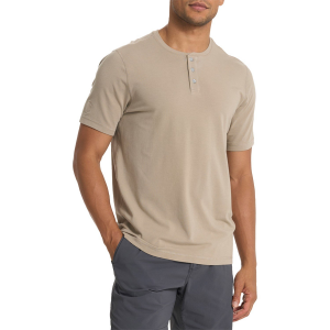 Vuori Short-Sleeve Ever Henley Shirt Men's 2023 in Brown size Small | Cotton/Elastane