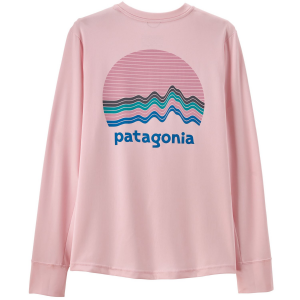 Image of Kid's Patagonia Capilene Long-Sleeve Silkweight Top 2024 in Pink size Medium | Spandex/Polyester/Silk