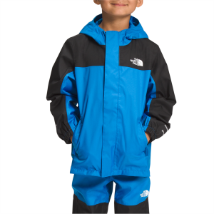 Kid's The North Face Antora Rain Jacket Toddlers' 023 TNF Tossed Logo Grid Print in Black | Polyester