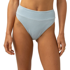 Women's Rhythm Isla Rib Hi Hip Banded Bikini Bottom 2023 in Blue size X-Small | Nylon/Spandex