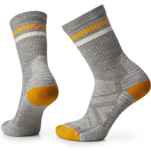 Image of Women's Smartwool Hike Light Cushion Tube Stripe Crew Socks 2024 in Gray size Medium | Nylon/Wool/Elastane