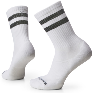 Image of Smartwool Athletic Stripe Crew Socks Unisex 2024 in White size X-Large | Nylon/Wool/Elastane