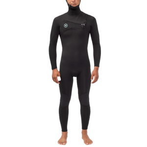 Image of Vissla 7 Seas 4/3 Chest Zip Hooded Wetsuit 2025 in Black size Mt | Nylon/Neoprene