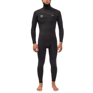 Image of Vissla 7 Seas 5/4/3 Chest Zip Hooded Wetsuit 2025 in Black size Large | Nylon/Neoprene