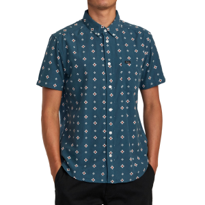 RVCA Thatll Do Dobby Short-Sleeve Shirt Men's 2023 in Blue size Small | Cotton