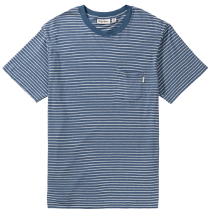 Rhythm Linen Stripe Stripe Short-Sleeve T-Shirt Men's 2023 Blue size X-Large | Cotton