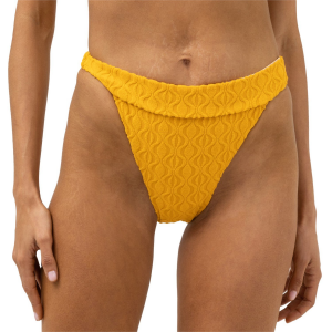 Women's Rhythm Ripple Terry Hi Banded Bikini Bottom 2023 Gold size Small | Spandex/Polyester