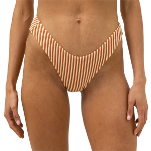 Women's Rhythm Sunbather Stripe Holiday Bikini Bottom 2023 in Brown size X-Small | Spandex/Polyester