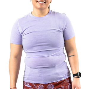 Image of Women's Wild Rye Salida Short Sleeve Jersey 2023 in Lilac size 6 | Spandex/Wool/Polyester