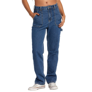 Women's RVCA Recession Denim Pants 2023 Rinse in Blue size 24" | Cotton/Denim