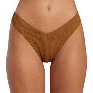Women's RVCA Grooves Texture V FT MD French Swimsuit Bottom 2023 Brown size X-Small | Elastane/Polyester