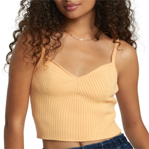 Women's RVCA Silhouette Sweater Tank Top 2023 Yellow size Medium | Acrylic/Cotton/Polyester