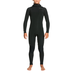 Kid's Quiksilver 4/3 Everyday Sessions Chest Zip Hooded Wetsuit Boys' 2023 in Black size 14 | Neoprene