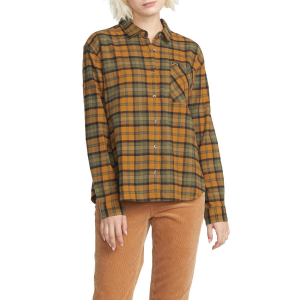 Women's Volcom Plaid To Meet U Long-Sleeve Shirt 2023 Brown size Medium | Cotton
