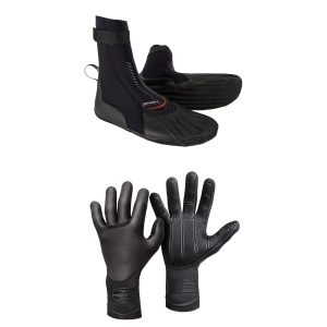 Image of O'Neill 3mm Heat Round Toe Wetsuit Boots 2024 - 9 Package (9) + L Gloves in Black size 9/L | Rubber/Neoprene