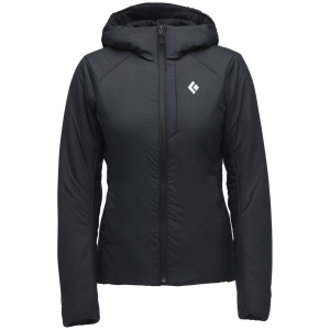 Image of Women's Black Diamond First Light Stretch Hoodie 2024 Black size X-Small | Nylon/Elastane/Polyester