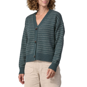 Image of Women's Patagonia Recycled Wool Blend Cardigan Sweater 2023 in Green size Small | Nylon/Wool