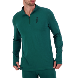 Image of MONS ROYALE Cascade Flex 200 1/4 Zip Top Men's 2024 in Green size 2X-Large | Nylon/Wool/Elastane