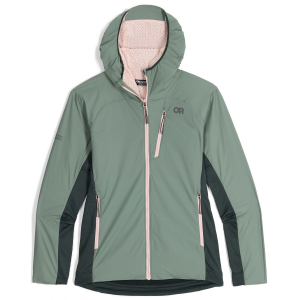 Image of Women's Outdoor Research Deviator Hoodie 2024 in Green size X-Small | Nylon/Spandex/Polyester