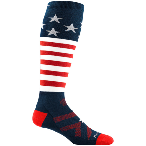 Image of Darn Tough Captain America Over-the-Calf Light Socks 2025 in Blue size X-Large | Nylon/Spandex/Wool