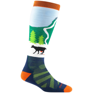 Image of Kid's Darn Tough Pow Cow Midweight OTC Socks 2025 in Green size Large | Nylon/Spandex/Wool