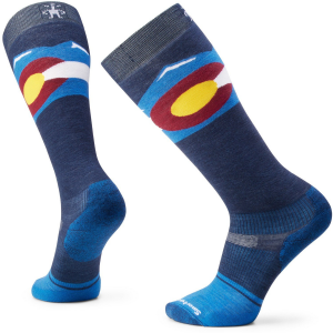 Image of Smartwool Snowboard Targeted Cushion Colorado OTC Socks 2025 in Blue size X-Large | Nylon/Wool/Elastane