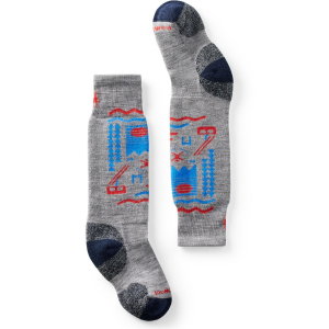 Image of Kid's Smartwool Wintersport Full Cushion Ski Day OTC Socks 2025 in Black size X-Small | Nylon/Wool/Elastane