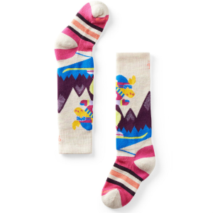 Image of Kid's Smartwool Wintersport Full Cushion Mountain Moose OTC Socks 2025 in White size X-Small | Nylon/Wool/Elastane