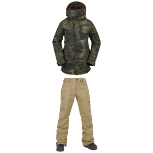 Image of Women's Volcom Paxson 2L TDS INF Parka Jacket 2024 - Small Package (S) + X-Large Insulated in Khaki size S/Xl