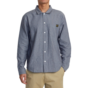 Image of RVCA Dayshift Stripe II Long-Sleeve Shirt Men's 2023 in Blue size Small | Cotton