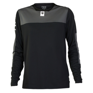 Image of Fox Racing Defend Foxhead Long-Sleeve Jersey 2023 in Black size Large | Polyester