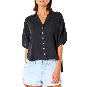 Women's Rip Curl Premium Surf Short-Sleeve Shirt 2023 in Black size Medium | Cotton