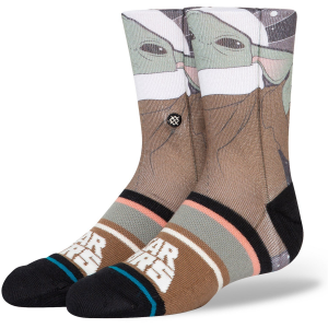 Image of Kid's Stance Grogu by Jaz Socks 2023 in Gray size Large | Nylon/Cotton/Elastane