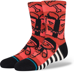 Image of Kid's Stance Merry Menace Socks 2023 in Red size Large | Nylon/Cotton/Elastane