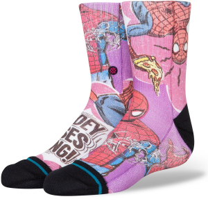 Image of Kid's Stance Spidey Senses Socks 2023 in Magenta size Large | Nylon/Cotton/Elastane