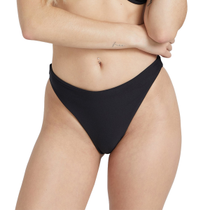 Image of Women's Volcom Simply SeaMedium/Largeess Skimpy Bikini Bottom 2024 in Black size Small | Elastane/Polyester