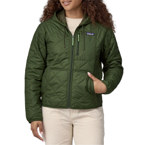 Image of Women's Patagonia Diamond Quilted Bomber Hoodie 2024 in Green size X-Small | Polyester