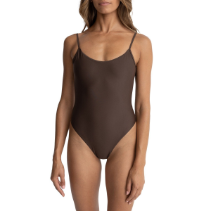 Women's Rhythm Classic Minimal OnePiece Swimsuit 2024 Brown size Small | Nylon/Elastane