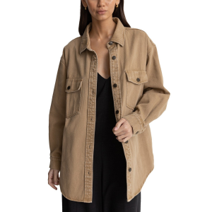 Image of Women's Rhythm Claude Drill Shacket 2024 Jacket in Brown size Medium | Cotton