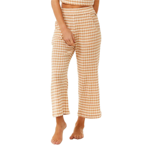 Image of Women's Rip Curl Premium Surf Check Pants 2024 Brown in Light Brown size Small | Cotton