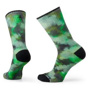 Image of Smartwool Athletic Far Out Tie Dye Print Crew Socks Unisex 2024 Green size Small | Nylon/Wool/Elastane