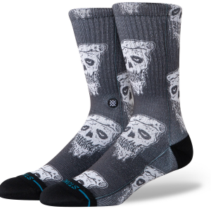 Image of Stance Pizza Face Socks 2024 in Black size Medium | Nylon/Cotton/Elastane