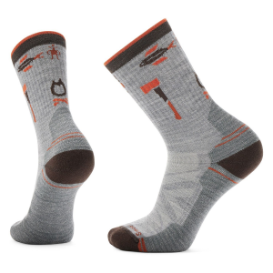 Image of Smartwool Hike Light Cushion Camp Gear Crew Socks 2024 in Gray size Large | Nylon/Wool/Elastane