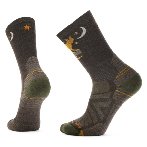 Image of Smartwool Hike Light Cushion Nightfall in the Forest Crew Socks 2024 in Brown size X-Large | Nylon/Wool/Elastane