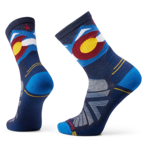 Image of Smartwool Hike Light Cushion Colorado Crew Socks Men's 2024 in Blue size X-Large | Nylon/Wool/Elastane