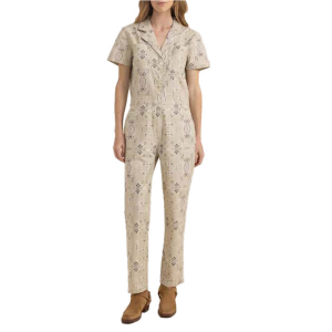 Image of Women's Roark Layover Short-Sleeve Jumpsuit 2024 Pant in Brown size Medium | Cotton