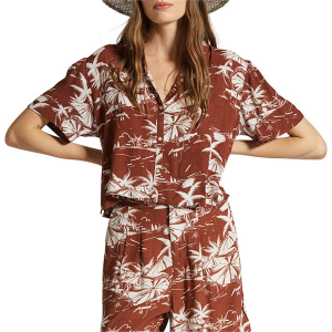 Women's Brixton Riviera Short-Sleeve Woven Shirt 2024 in Red size Large | Viscose