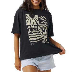 Women's Rip Curl Santorini Sun Heritage T-Shirt 2024 in Black size Medium | Cotton