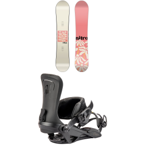 Women's Nitro Mercy Snowboard 2024 - 146 Package (146 cm) + S/M Womens | Aluminum/Rubber in Champagne size 146/S/M | Aluminum/Rubber/Polyester