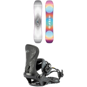 Women's Nitro Optisym Snowboard 2024 - 142 Package (142 cm) + S/M Womens | Aluminum in Black size 142/S/M | Aluminum/Polyester